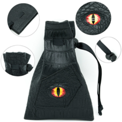 Foam Brain: Black Leatherette Fire Demon Eye Dice Bage